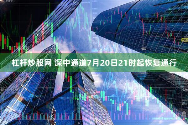 杠杆炒股网 深中通道7月20日21时起恢复通行