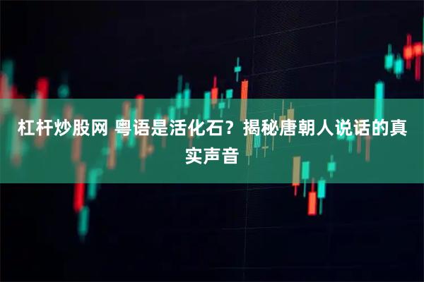 杠杆炒股网 粤语是活化石？揭秘唐朝人说话的真实声音